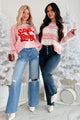 Single For Christmas Sequin "Santa Baby" Sweater (Pink) - NanaMacs