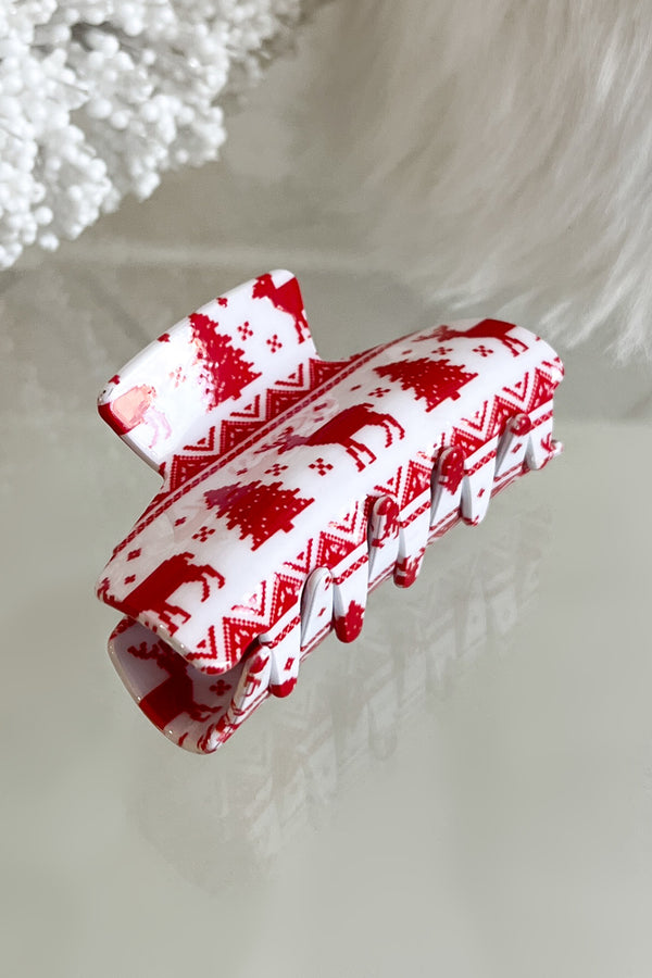 Take The Reins Holiday Theme Hair Clip (Red/White) - NanaMacs