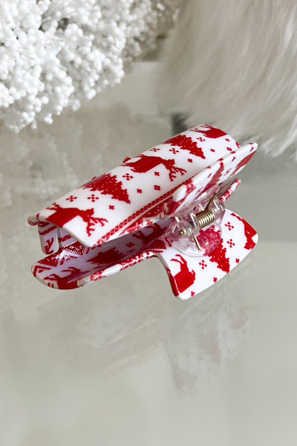 Take The Reins Holiday Theme Hair Clip (Red/White) - NanaMacs