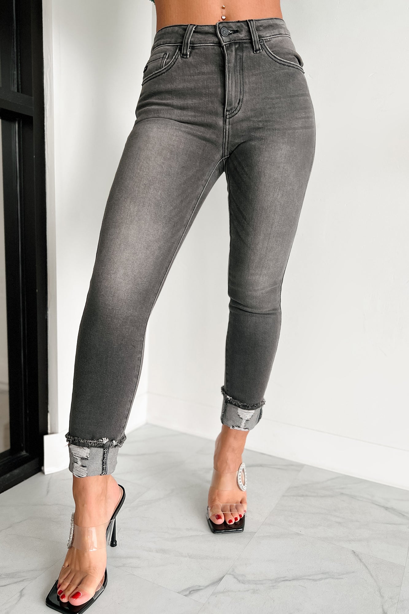 Ashton High Rise Super Skinny Kancan Jeans (Black) - NanaMacs