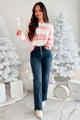 My Sweeter Side Open Knit Stripe Sweater (Pink) - NanaMacs