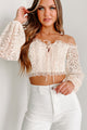 Down Broadway Off The Shoulder Lace Crop Top (Cream) - NanaMacs