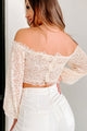 Down Broadway Off The Shoulder Lace Crop Top (Cream) - NanaMacs