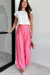 Energetic Response High Rise Pleated Wide Leg Pants (Pink) - NanaMacs