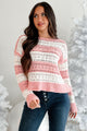 My Sweeter Side Open Knit Stripe Sweater (Pink) - NanaMacs