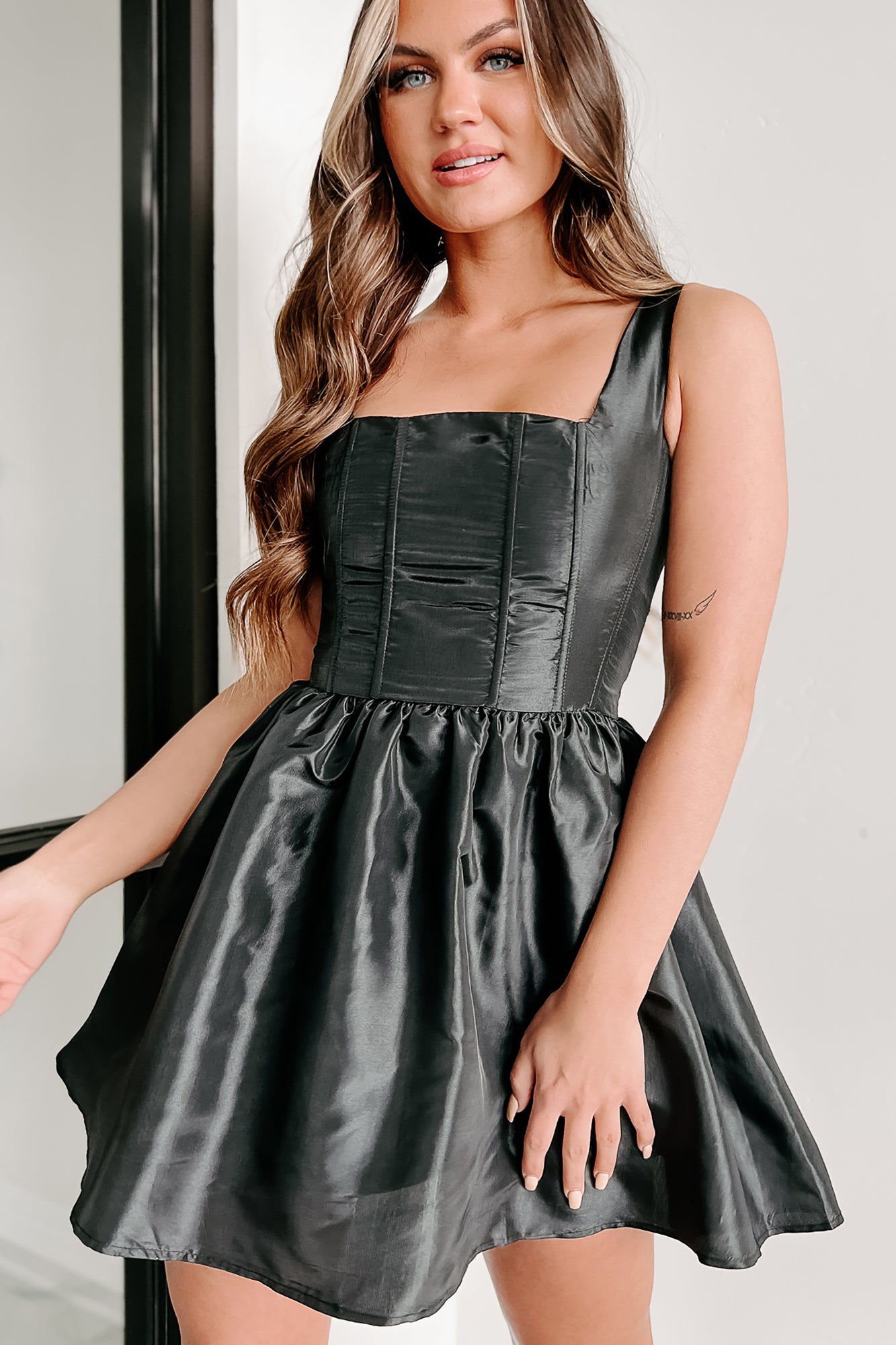 Better Look Out Corset Style Mini Dress (Black) - NanaMacs