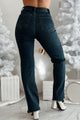 Otis Judy Blue Button Fly Distressed Hem Straight Leg Jeans (Dark) - NanaMacs