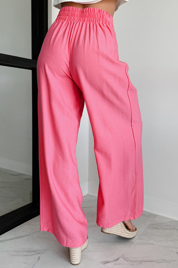 Energetic Response High Rise Pleated Wide Leg Pants (Pink) - NanaMacs