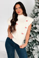 Santa-Plause "Ho Ho Ho" Padded Shoulder Sweater Top (Cream) - NanaMacs