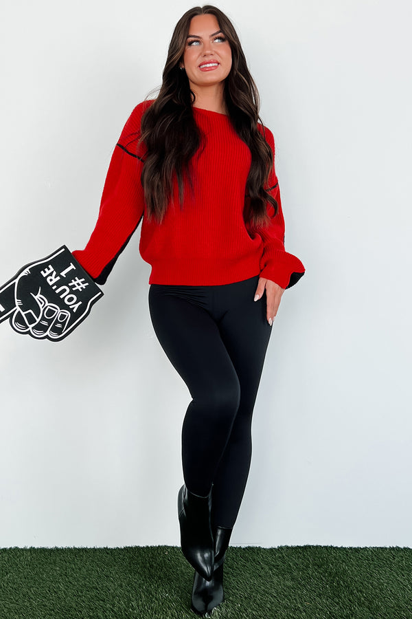 Competitively Cute Colorblock Sweater (Red/Black) - NanaMacs