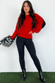 Competitively Cute Colorblock Sweater (Red/Black) - NanaMacs