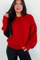 Competitively Cute Colorblock Sweater (Red/Black) - NanaMacs