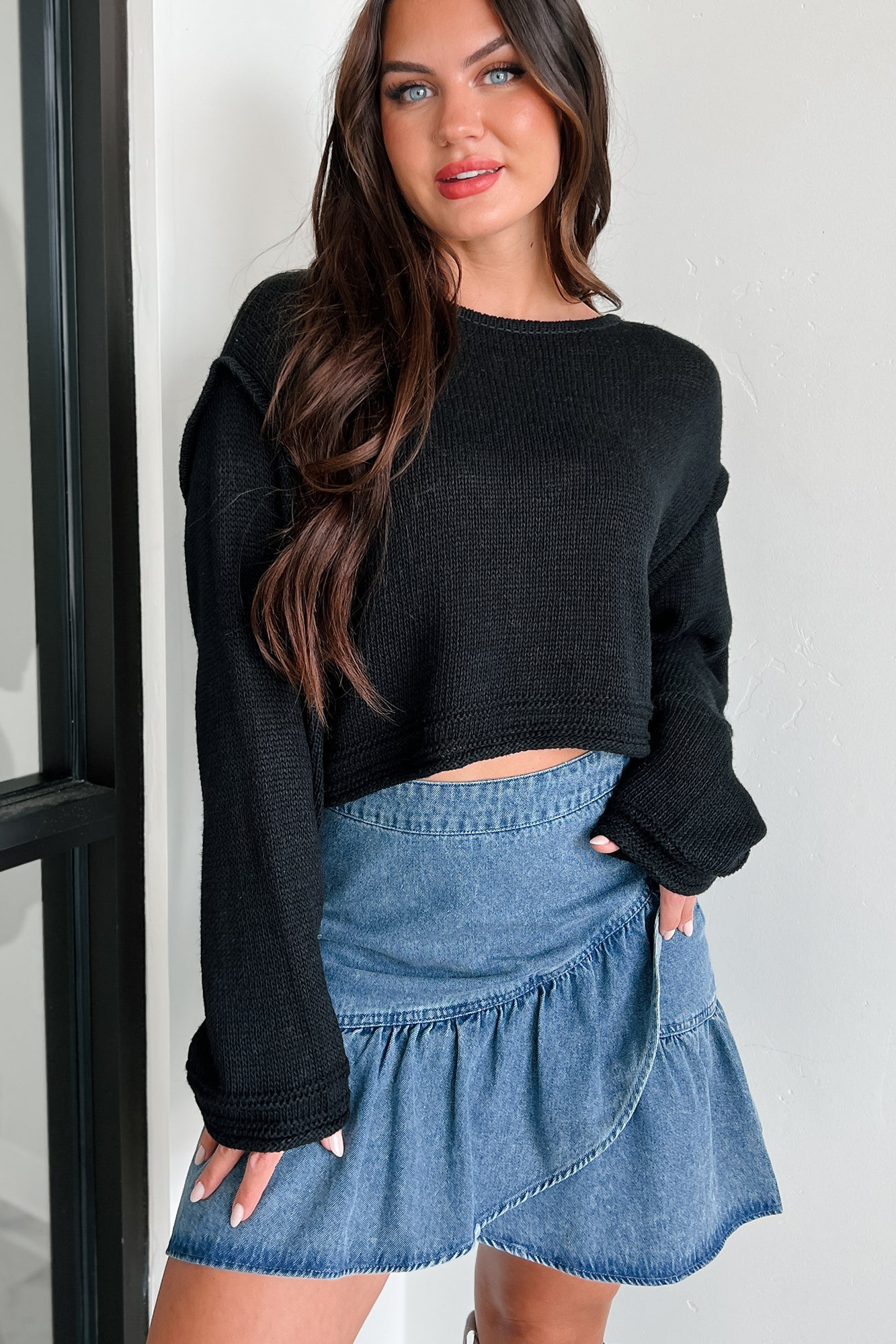 Spare My Heart Oversized Crop Sweater (Black) · NanaMacs