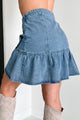 Feeling Free Ruffle Denim Mini Skirt (Denim) - NanaMacs