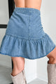 Feeling Free Ruffle Denim Mini Skirt (Denim)