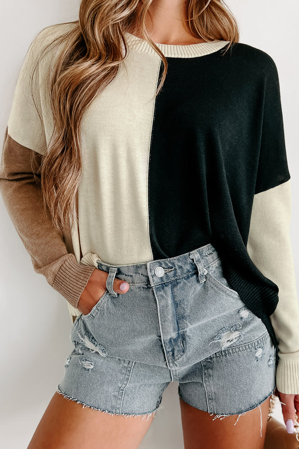 Never Giving Up On You Colorblock Sweater (Black Multi) - NanaMacs