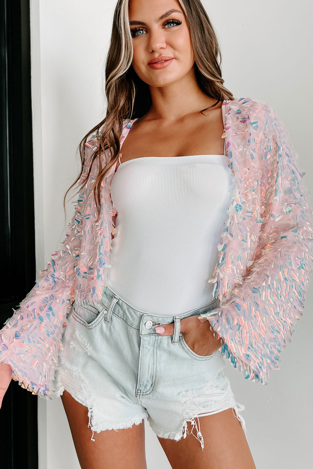 Pink deals sequin cardigan