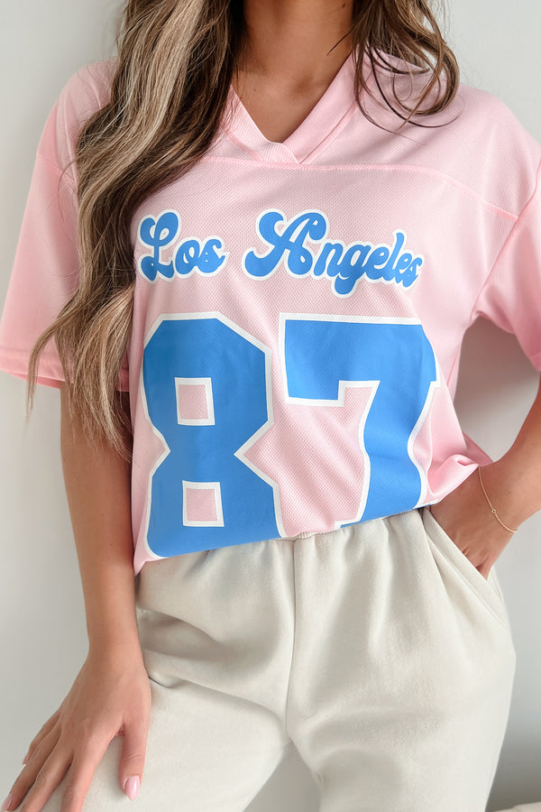 Fashionably Sporty Jersey Top (Baby Pink) - NanaMacs