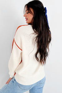 Competitively Cute Colorblock Sweater (Orange/Ivory) - NanaMacs