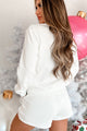 Candy Cane Kisses Sequin Embellished Fleece Lounge Set (White) - NanaMacs