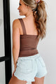 Never Out Of Touch Square Neck Tank Top (Coffee Bean) - NanaMacs