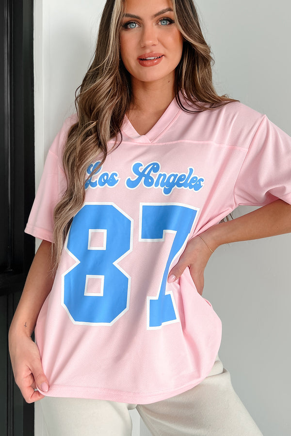 Fashionably Sporty Jersey Top (Baby Pink) - NanaMacs