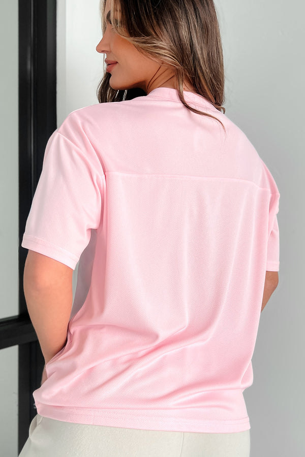 Fashionably Sporty Jersey Top (Baby Pink) - NanaMacs