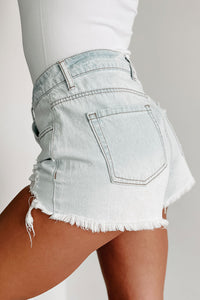 Crazy Crush High Rise Distressed Denim Shorts (Light Wash) - NanaMacs