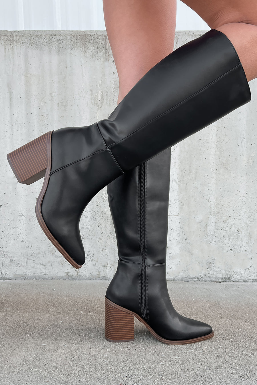 Sophisticated & Cool Faux Leather Tall Boots (Black/Brown) - NanaMacs
