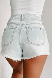 Crazy Crush High Rise Distressed Denim Shorts (Light Wash) - NanaMacs