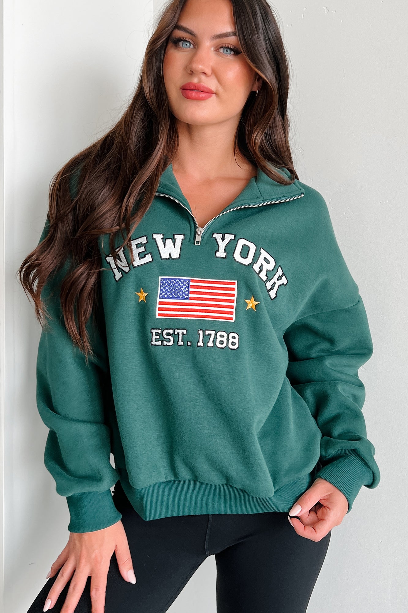 City Sights Quarter-Zip Pullover (Hunter Green) - NanaMacs