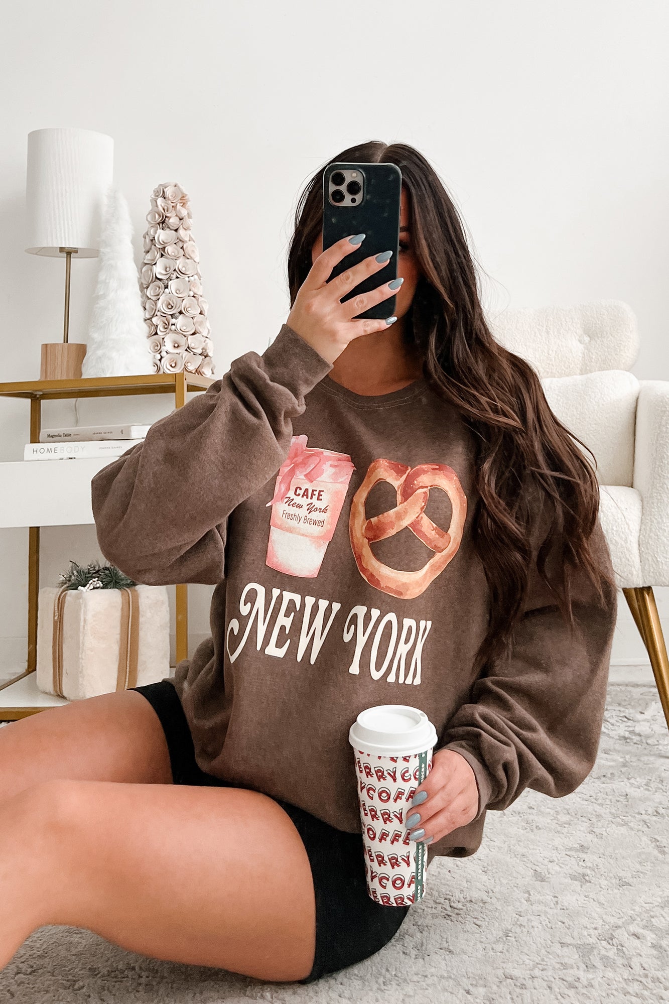 New York Necessities Graphic Sweatshirt (Coffee) - NanaMacs