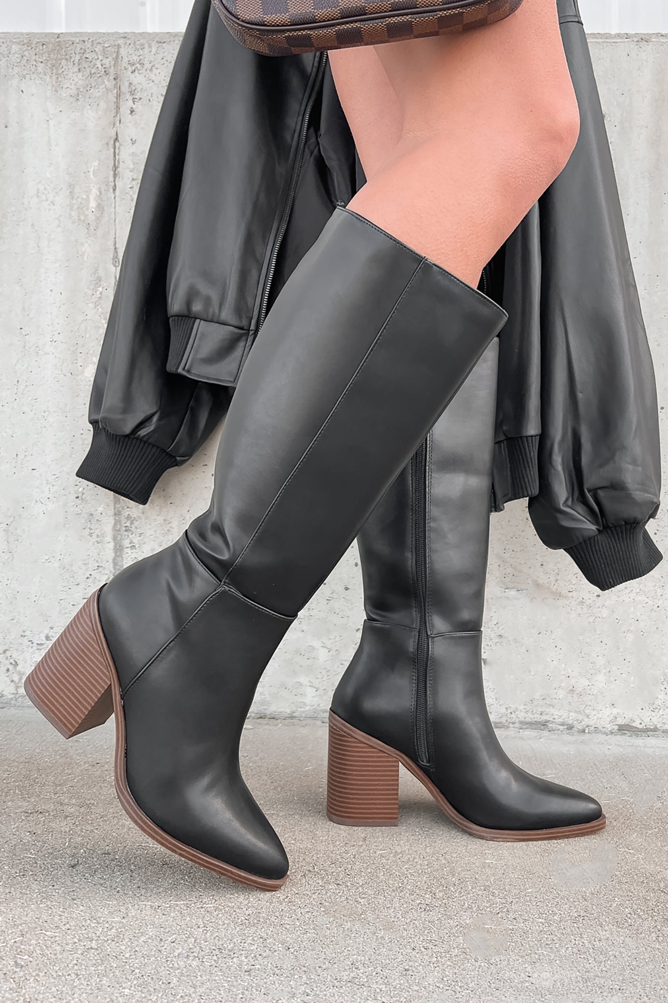 Sophisticated & Cool Faux Leather Tall Boots (Black/Brown) - NanaMacs