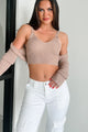 Angelique Sweater Knit Crop Tank & Shrug Set (Khaki) - NanaMacs