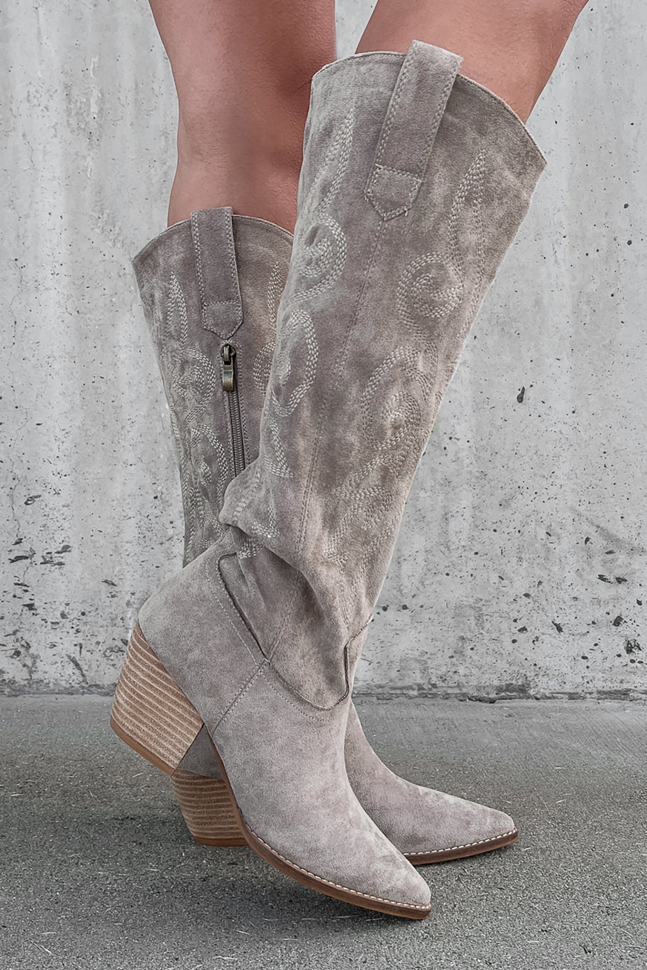 Grey suede western boots sale