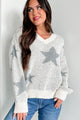 Stars Shining Bright Oversized Sweater (Ivory/Grey) - NanaMacs