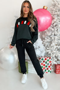 Santas Says Letter Patch Holiday Top (Black) - NanaMacs