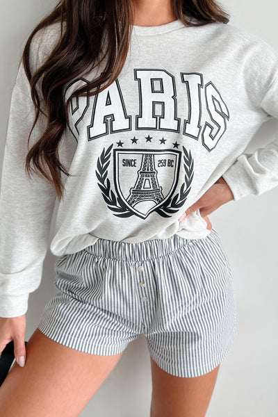 "Paris Since 259 BC" Varsity Graphic Crewneck (Heather Grey) - NanaMacs