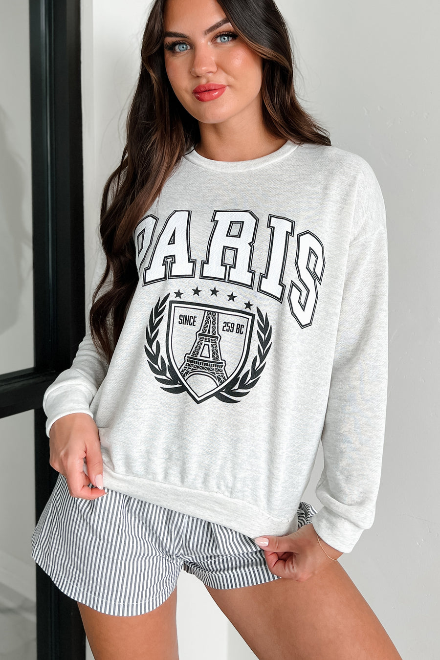 "Paris Since 259 BC" Varsity Graphic Crewneck (Heather Grey) - NanaMacs