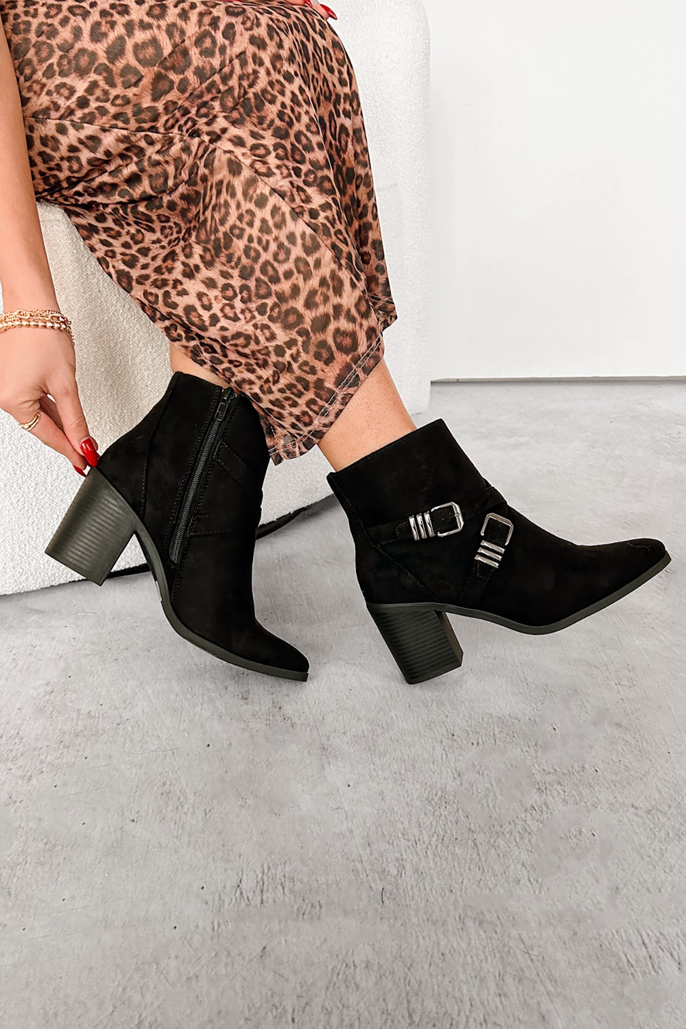 Back On My Feet Buckle Strap Booties (Black) - NanaMacs