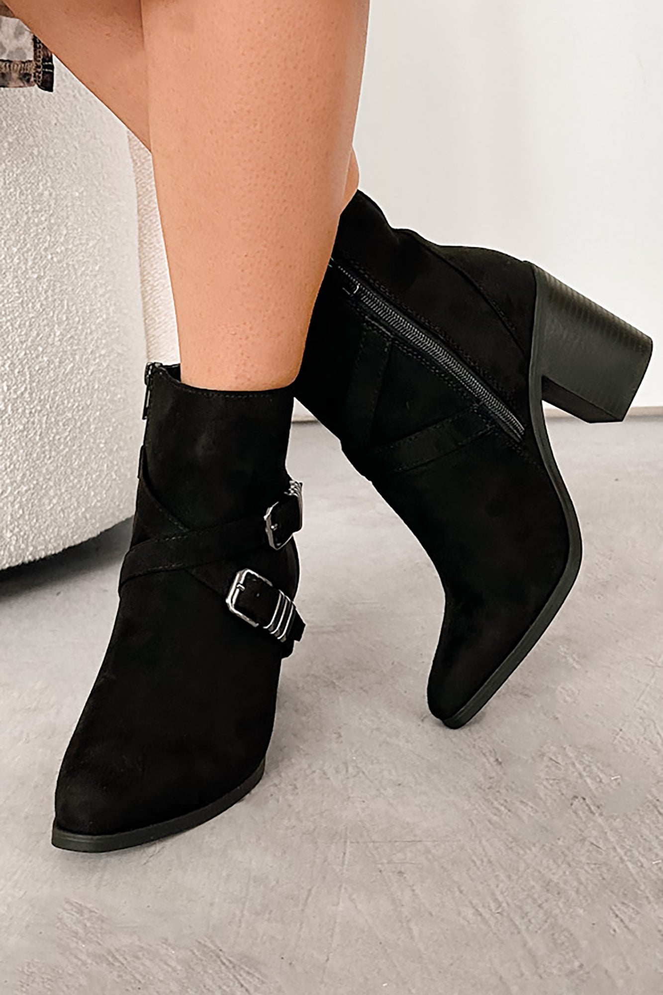 Back On My Feet Buckle Strap Booties (Black) - NanaMacs