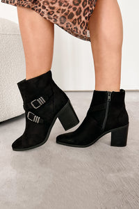 Back On My Feet Buckle Strap Booties (Black) - NanaMacs