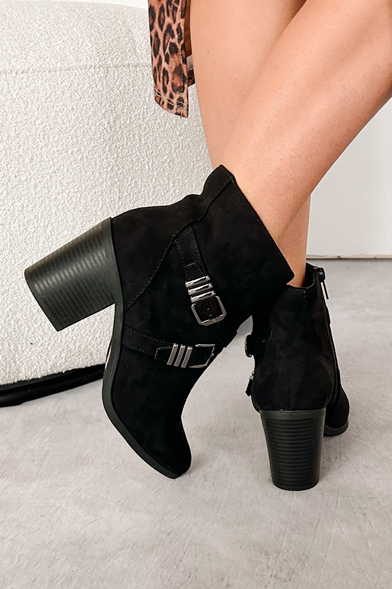 Back On My Feet Buckle Strap Booties (Black) - NanaMacs