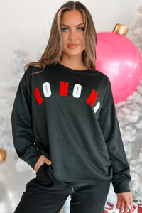 Santas Says Letter Patch Holiday Top (Black) - NanaMacs