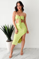 Flawlessly Loud Textured Knit Bandeau & Skirt Set (Kiwi) - NanaMacs