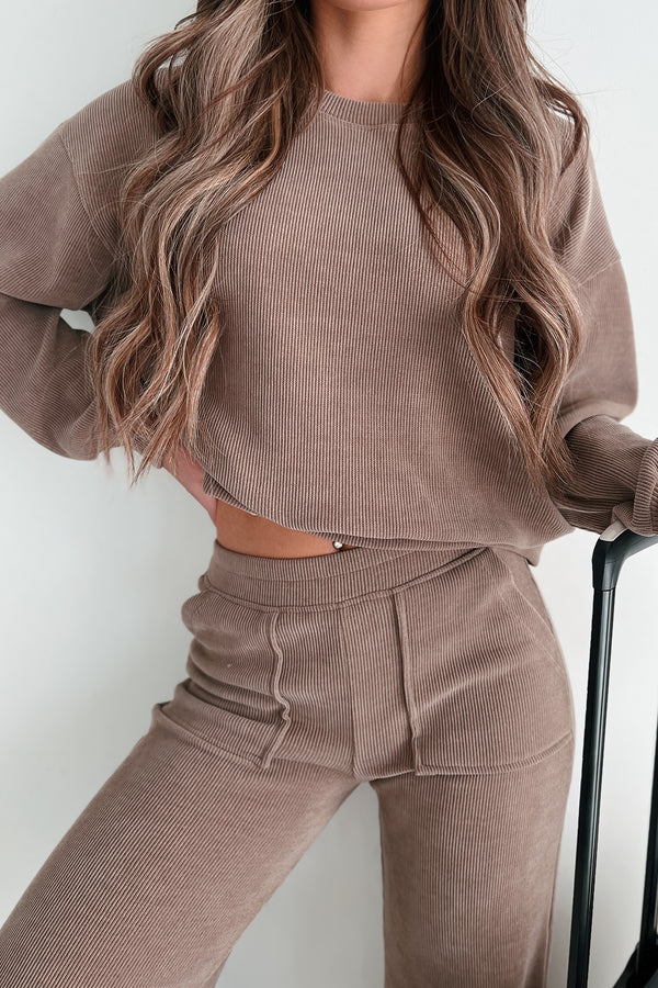 Cold Temperatures Soft Ribbed Corduroy Lounge Set (Khaki) - NanaMacs