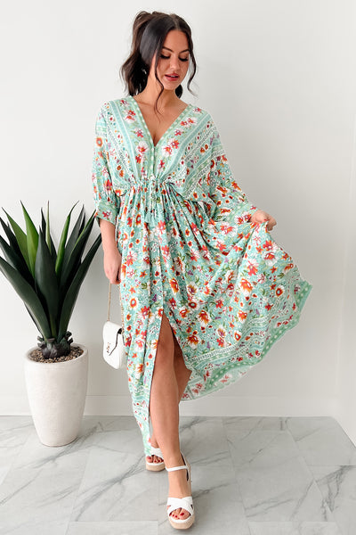 Fresh Mountain Air Floral Maxi Dress (Jade) - NanaMacs