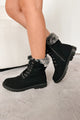 Raymond Furry Ankle Lace-Up Combat Boot (Black)