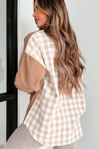 Benton Corduroy Plaid Shacket (Taupe Tan) - NanaMacs