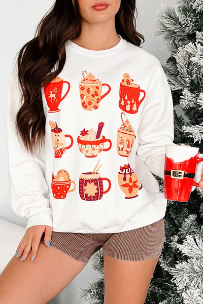 Cup Of Happiness Holiday Graphic Sweatshirt (Cream) - NanaMacs